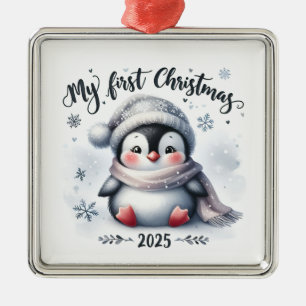 SCHATTIGE BABY PINGUÏN VOOR MIJN EERSTE KERST METALEN ORNAMENT