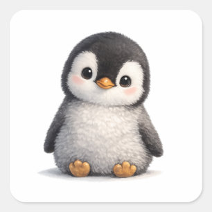 Schattige Baby Pinguïn – Zachte & Aandoenlijke Ont Vierkante Sticker