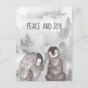 Schattige Baby Pinguïns Winter Sneeuw Vrede en Vre Briefkaart