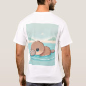 Schattige Baby Platypus Zwemmen T-Shirt Design (Achterkant)