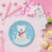 Schattige Baby Polar Beer Vrolijk kerstfeest Papieren Bordje (Feest)