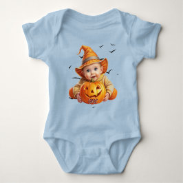 Schattige Baby pompoen in een Halloween Bodysuit