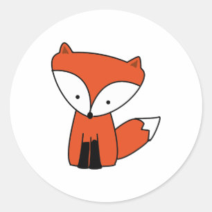 Schattige Baby Red Fox Animal Ronde Sticker