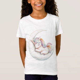 Schattige Baby Regenboog Eenhoorn Slapen op Halve T-shirt