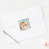 schattige baby retro  vierkante sticker (Envelop)