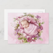 Schattige Baby Roze briefkaart (Voorkant / Achterkant)