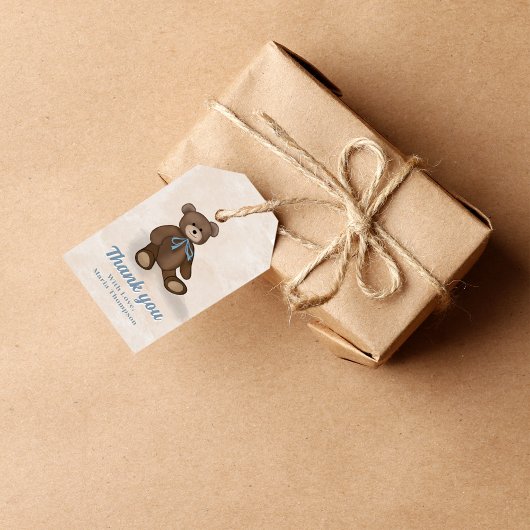 Schattige Baby shower Bedankt Teddy Bear Cadeaulabel