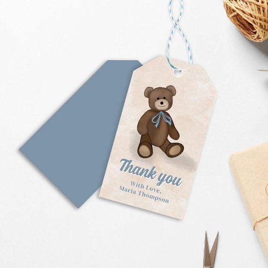Schattige Baby shower Bedankt Teddy Bear Cadeaulabel