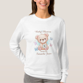 Schattige Baby shower Beer & vlinders T-shirt