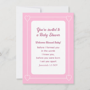 Schattige Baby shower Bijbelvers Licht Roze Eenvou Kaart