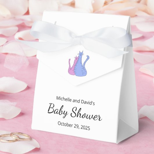 Schattige Baby shower Kat Twins Blauw Roze Bedankdoosjes (Huwelijk)
