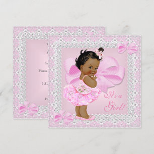 Schattige baby shower meisje mooie roze tutu etnis kaart