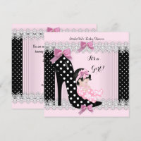 Schattige Baby Shower Meisje Roze Stippen Hoge Hak