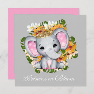 schattige baby shower Princess bloom-olifant Kaart
