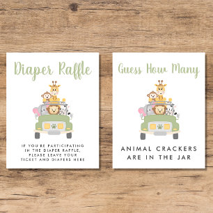 Schattige Baby shower Safari Games Poster Set