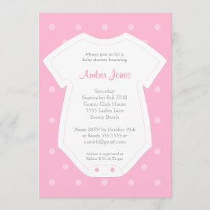 Schattige Baby shower Uitnodiging in Roze voor een