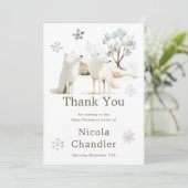 Schattige Baby shower van de noordpoolwolf Bedankkaart (Staand voorkant)