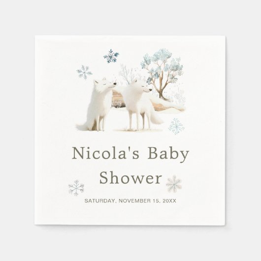 Schattige Baby shower van de noordpoolwolf Servet (Voorkant)