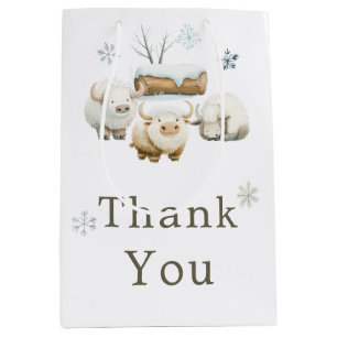 Schattige Baby shower voor de Koe van het winterpo Medium Cadeauzakje