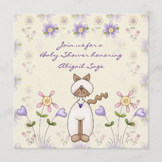 Schattige Baby shower voor Katten en Bloemen Kaart