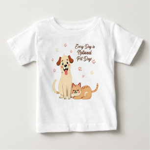 Schattige Baby T-shirt met hond en kat