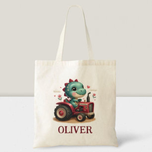 Schattige Baby Trex Dinosaurus Bestuurt Rode Tract Tote Bag