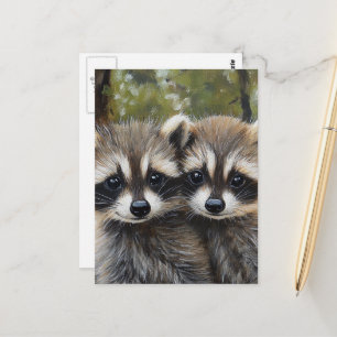 Schattige baby wasberen briefkaart