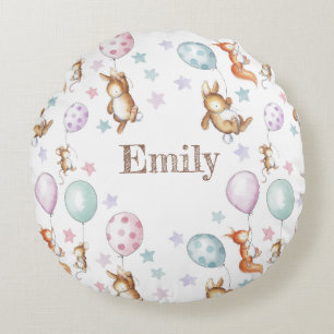 Schattige Baby Woodland dierenkussen Rond Kussen