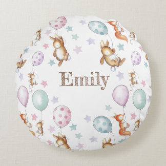 Schattige Baby Woodland dierenkussen Rond Kussen