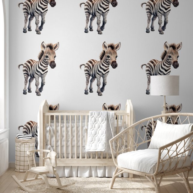 Schattige Baby Zebra-dierenpatroon Behang (Kinderen)