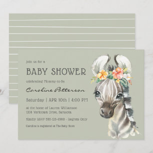 Schattige Baby Zebra Genderneutraal Baby shower Kaart