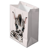 Schattige Baby Zebra Medium Cadeauzakje (Voorkant Gekanteld)