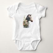 Schattige Baby Zebra met bloemen Romper (Voorkant)