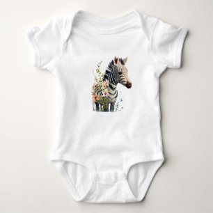 Schattige Baby Zebra met bloemen Romper