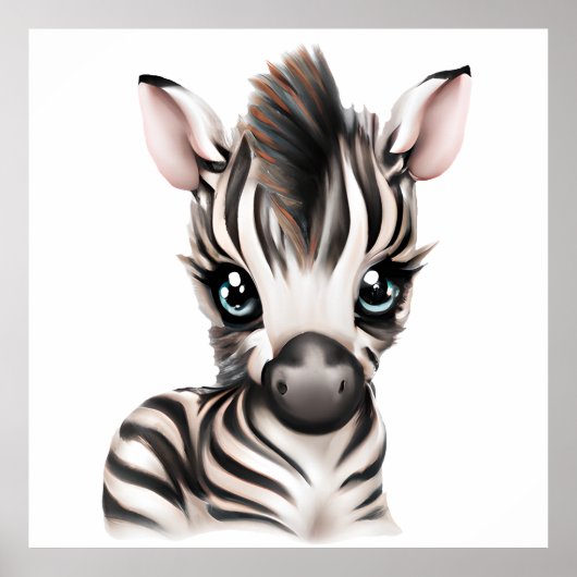 Schattige Baby Zebra Poster (Voorkant)