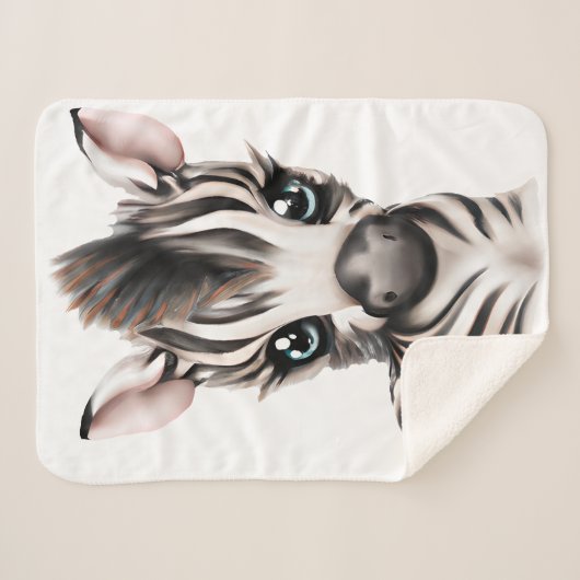 Schattige Baby Zebra Sherpa Deken (Voorkant (horizontaal))