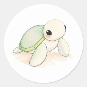 Schattige Baby Zee Schildpad Sticker Waterverf Art