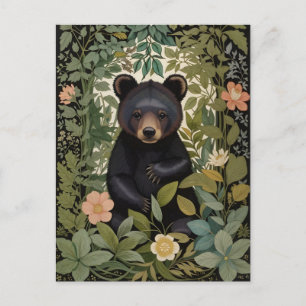 Schattige Baby Zwart Beer Botanisch Woud Briefkaart
