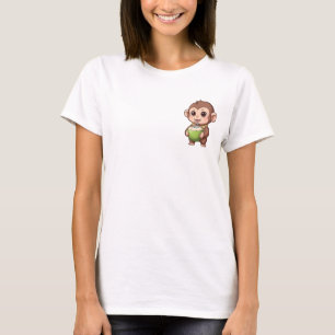 Schattige babyaap drinkt vers kokoswater t-shirt
