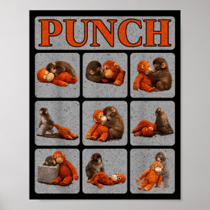 Schattige babyaap genaamd punch shirt punch aap poster