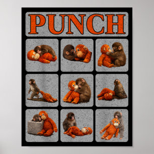 Schattige babyaap genaamd punch shirt punch monkey poster
