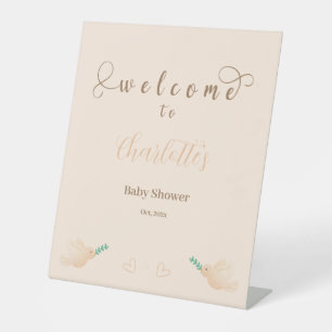 Schattige Babyduif Baby Shower Welkom Reclamebord Met Voetstuk