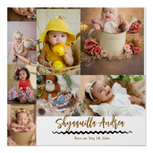 schattige babyfoto - 9 foto's & tekst gepersonalis perfect poster