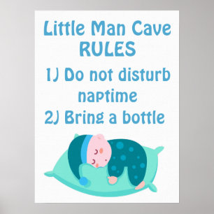Schattige babyjongen kleine man cave regels kinder poster