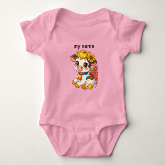 Schattige babykoe met bloemen spuugdoek romper
