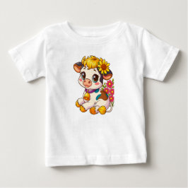 Schattige babykoe met bloemen T-shirt