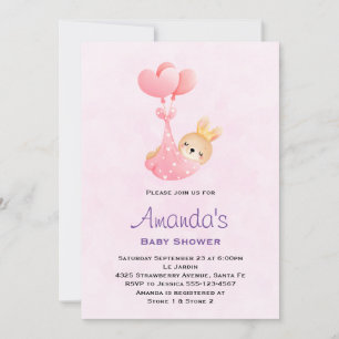 Schattige babykonijn in een hartendeken Baby Showe Kaart
