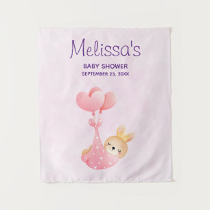 Schattige babykonijn in een hartendeken baby showe wandkleed
