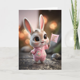 Schattige babykonijn in roze romper aanmoediging kaart