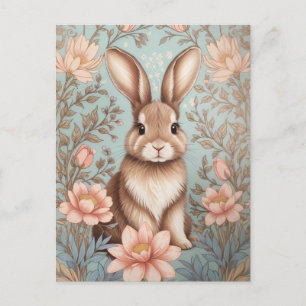 Schattige babykonijn pastel bloemen briefkaart